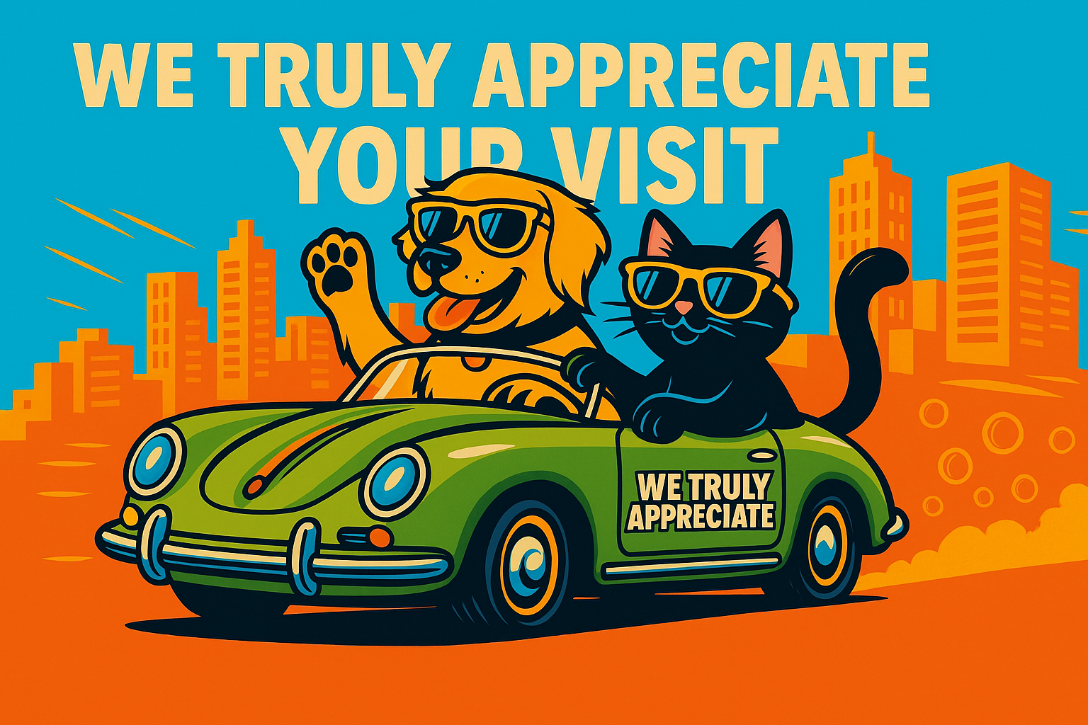 Happy groomed dog and cat